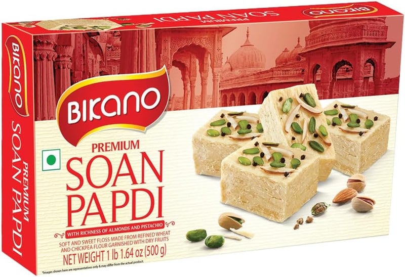 Bikano Premium Soan Papdi with Almonds and Pistachio - 500g - Image 1